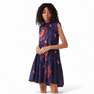 Ulla Johnson Navy Tamsin Tiered High-Low Dress